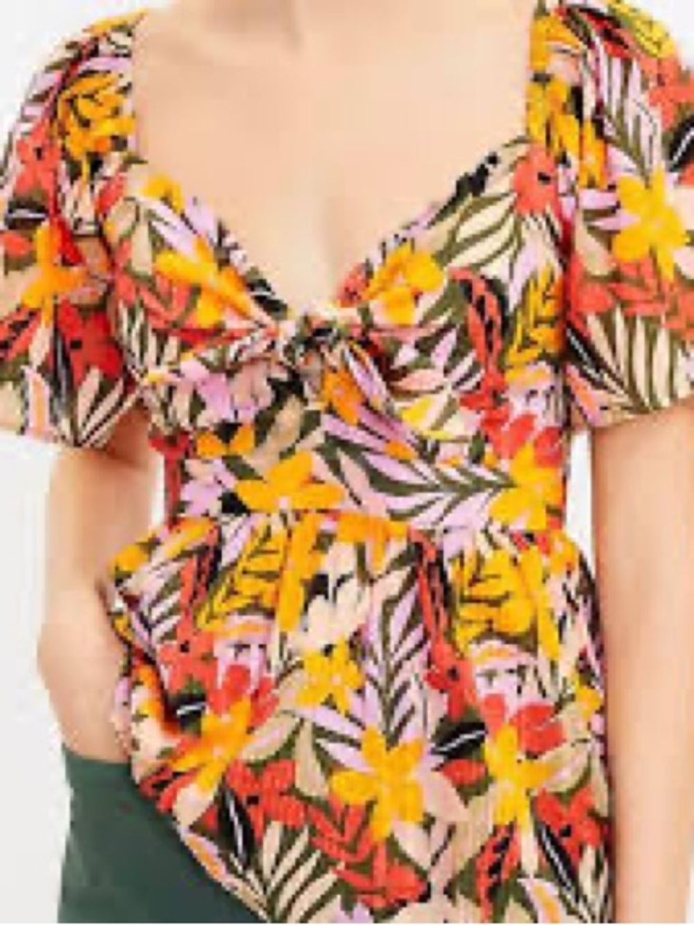 LOFT Multicolor Smocked Top